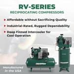 RV-Series 10HP Reciprocating Compressor - Vertical Tank - 208V - 1800 RPM thumbnail 5