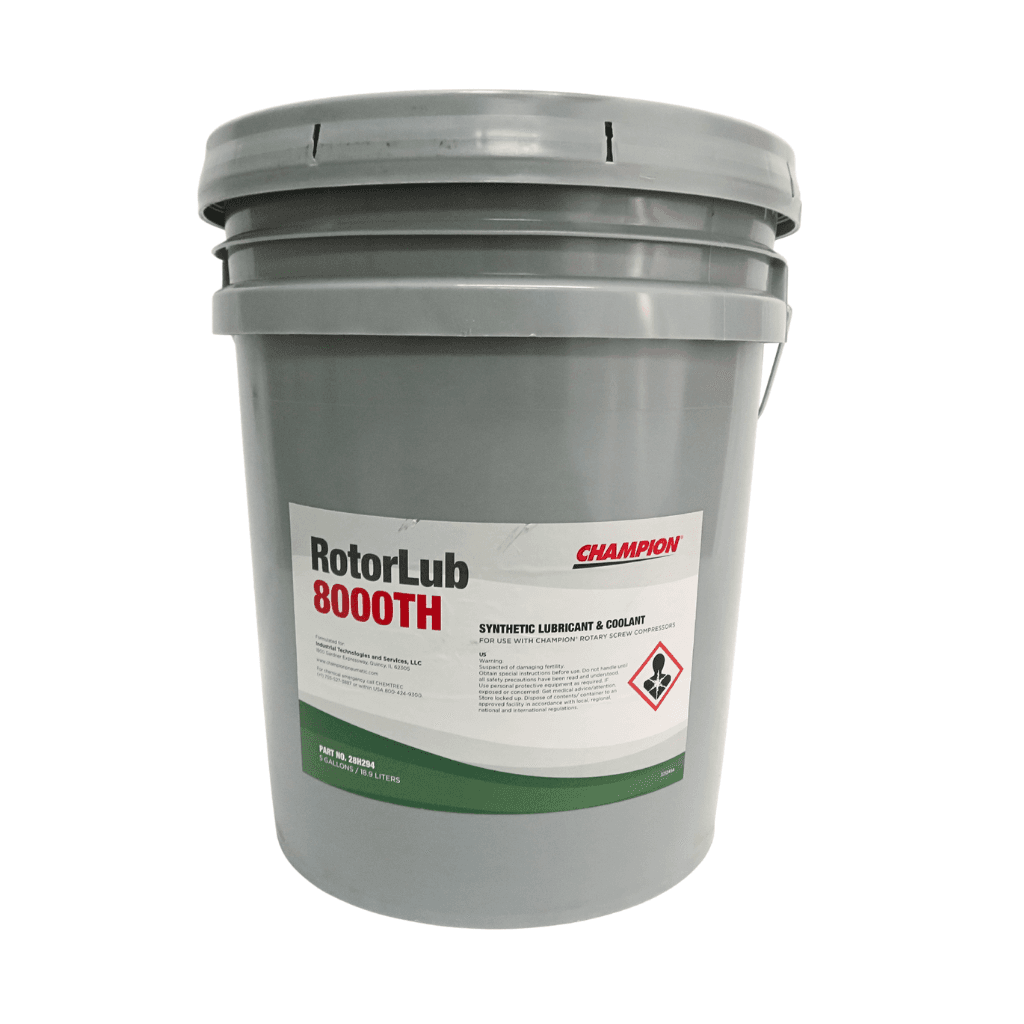 RotorLub 8000, Synthetic rotary screw air compressor lubricant for Champion, designed for extended service life and thermal stability