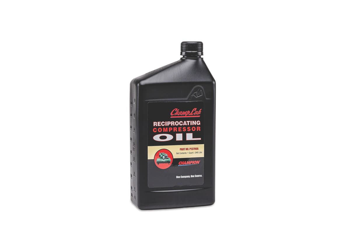 Champion ChampLub ISO 100 mineral oil for reciprocating compressors, one quart, engineered for efficient compressor operation